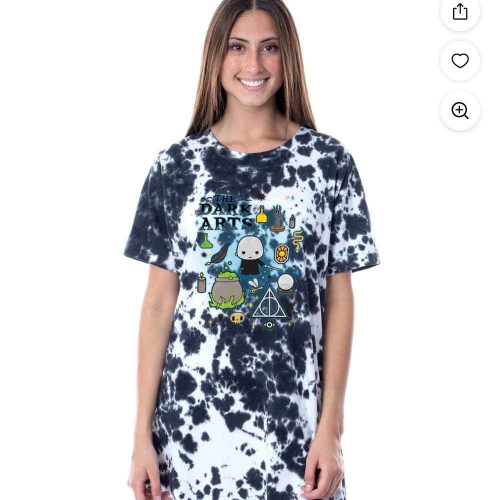 Harry Potter Lord Voldemort Nightgown Sleep Pajama Shirt Tie-Dye - Picture 4 of 4
